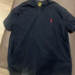 men’s Ralph Lauren navy blue with red polo shirt classic fit size large